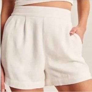 Abercrombie & Fitch White Linen-Blend Pull-On Shorts
